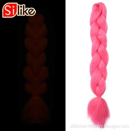 Jumbo Braiding Hair Extensions 24" 100g 10 Colors Glowing Hair in the Darkness Synthetic African Crochet Braids Hair  Extensions